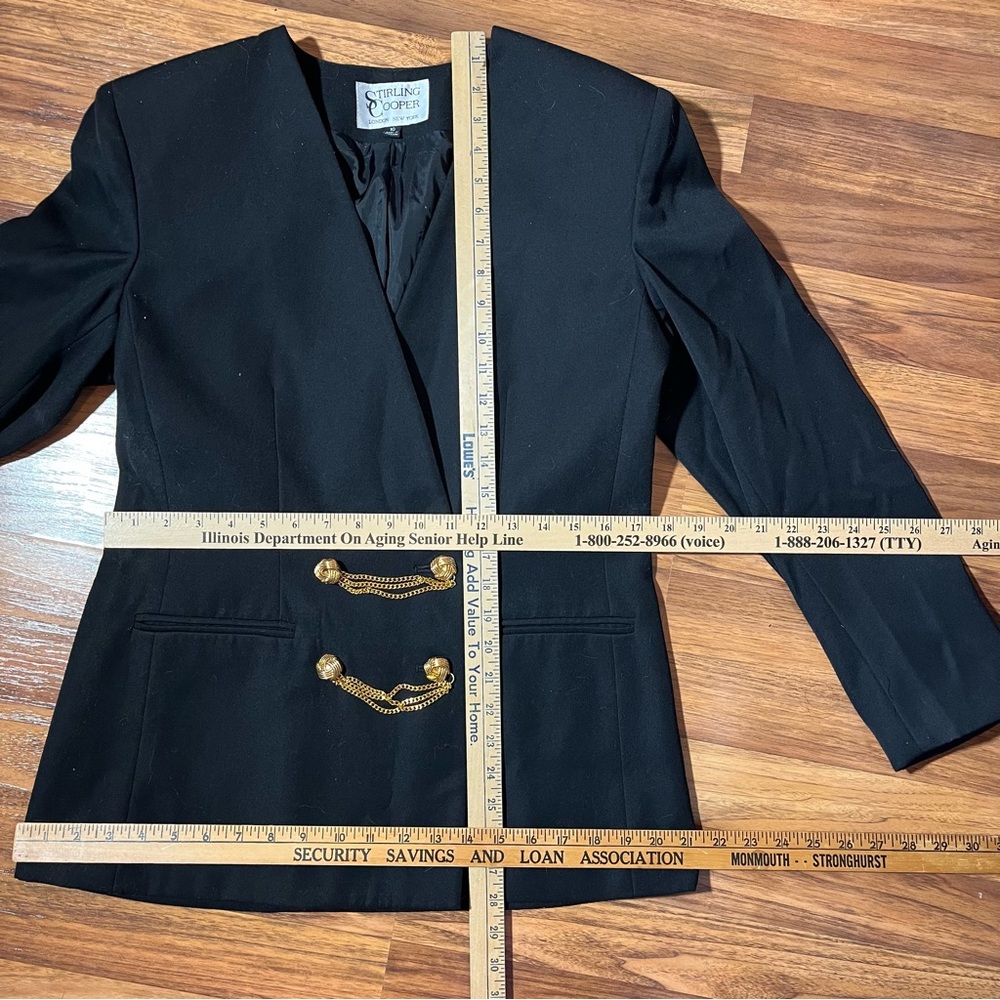 Vintage 90’s Black Blazer with Gold Buttons Vintage Black Jacket Princess Diana - Picture 9 of 11